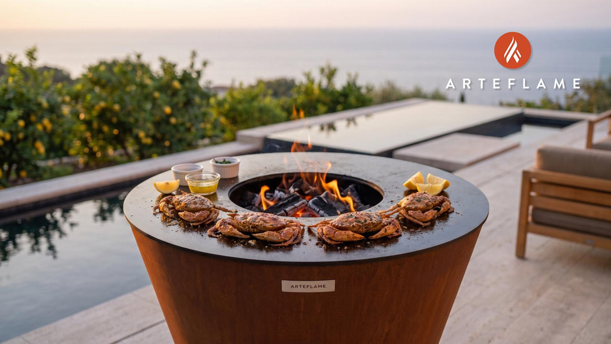 Crispy Grilled Soft Shell Crab (Louisiana Style) cooking on an Arteflame grill