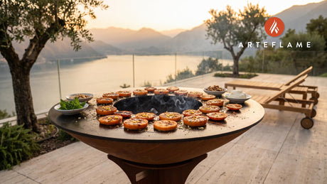 Grilled Persimmons with Honey & Ginger (Japanese Style) cooking on an Arteflame grill