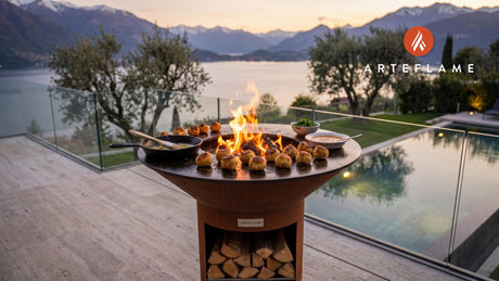 Char-Grilled Boudin Balls (Louisiana Style) cooking on an Arteflame grill