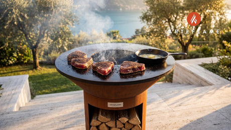 Seared Blackened Tuna Steaks (Louisiana Style) cooking on an Arteflame grill