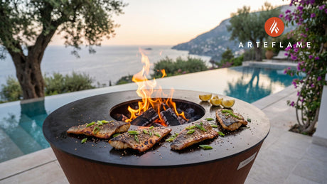 Grilled Sea Bass (Japanese Sake Marinade) cooking on an Arteflame grill