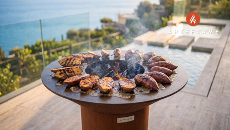 Grilled Japanese Sweet Potato with Maple Butter cooking on an Arteflame grill
