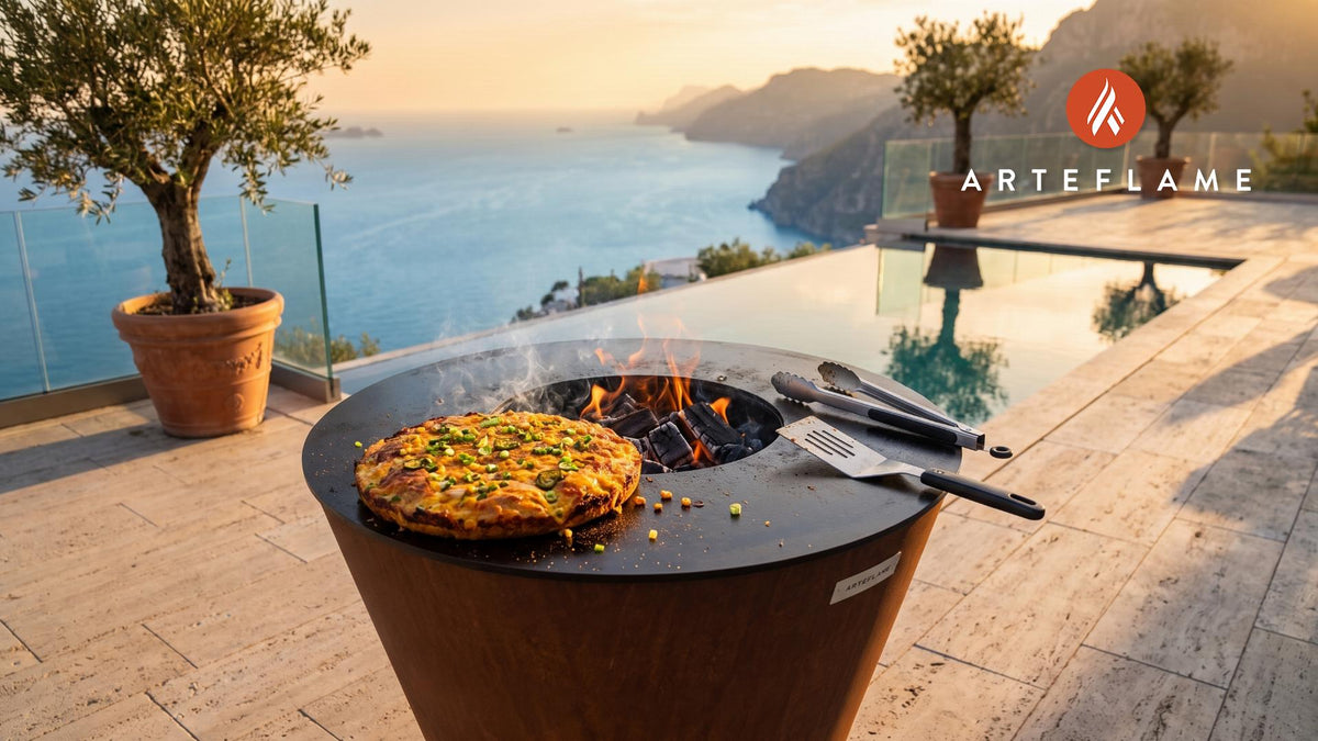 Spicy Grilled Cornbread (Louisiana Style) cooking on an Arteflame grill