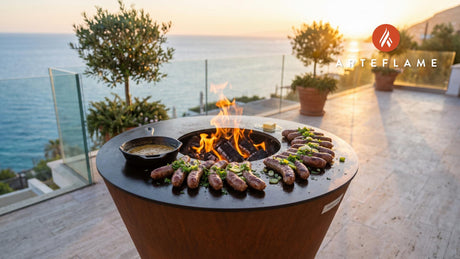Grilled Venison Sausage & Creole Mustard (Louisiana Style) cooking on an Arteflame grill