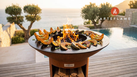 Grilled Kabocha Squash with Miso Honey Glaze cooking on an Arteflame grill