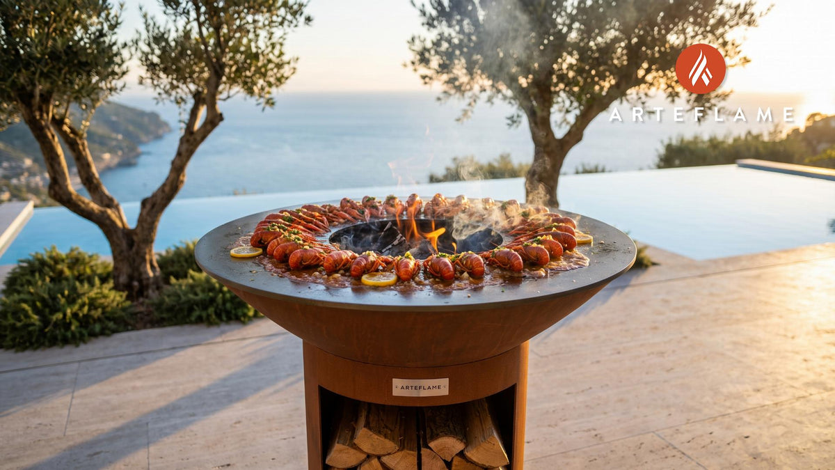 BBQ Crawfish Tails cooking on an Arteflame grill