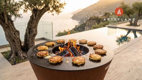 Grilled Calas Rice Fritters (Louisiana Style) cooking on an Arteflame grill