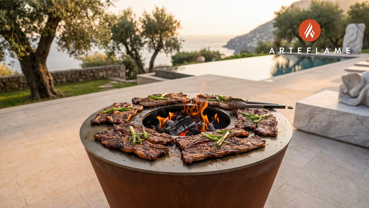 Korean BBQ Short Ribs (Galbi) cooking on an Arteflame grill