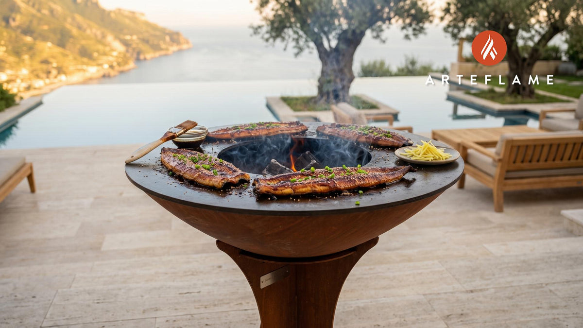 Korean Grilled Eel cooking on an Arteflame grill