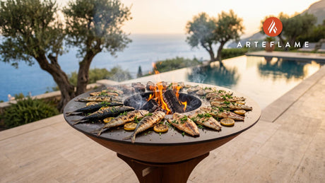 Grilled Atlantic Mackerel cooking on an Arteflame grill