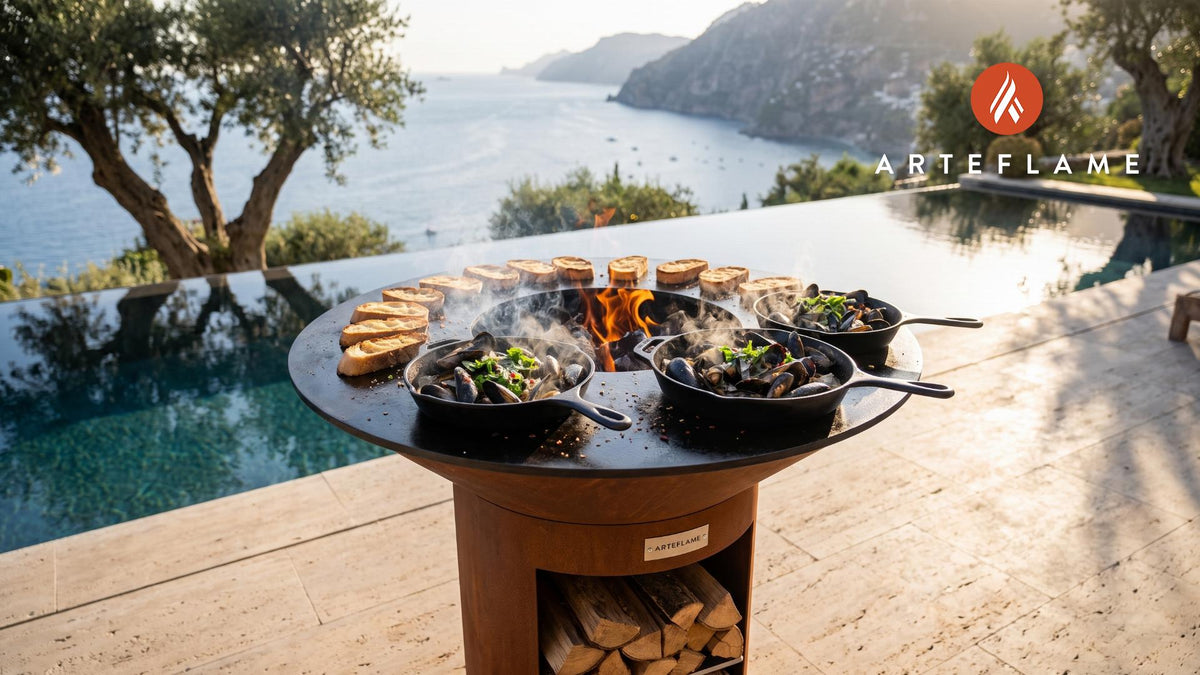 Smoked Maine Mussels cooking on an Arteflame grill