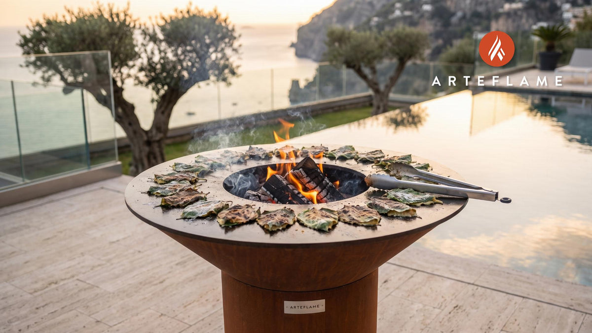 Korean Grilled Perilla Leaves cooking on an Arteflame grill