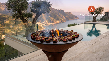 Spicy Grilled Pork Ribs (Korean Bulkalbi) cooking on an Arteflame grill