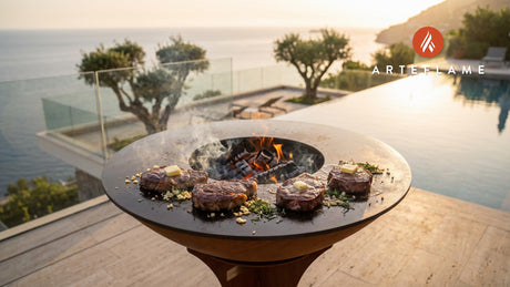 Grilled Venison Steaks cooking on an Arteflame grill