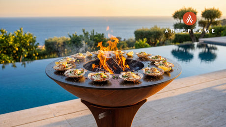 Korean Grilled Scallops cooking on an Arteflame grill