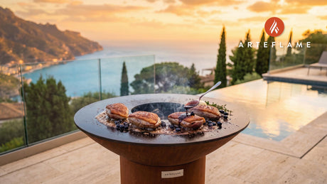 Seared Duck cooking on an Arteflame grill
