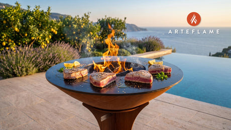 Seared Tuna Steaks (Maine Style) cooking on an Arteflame grill