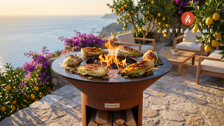 Charred Napa Cabbage (Korean Baechu Gui) cooking on an Arteflame grill