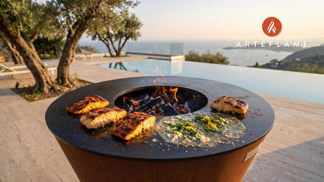 Smoked Cod Fillets with Butter Herb Sauce (Maine Style) cooking on an Arteflame grill