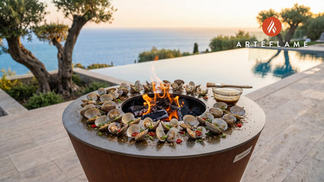 Grilled Clams with Soy Butter (Korean Style) cooking on an Arteflame grill