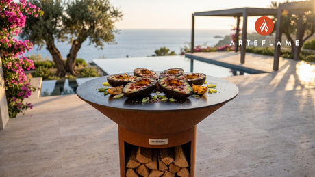 Grilled Avocado (Korean Spiced) cooking on an Arteflame grill