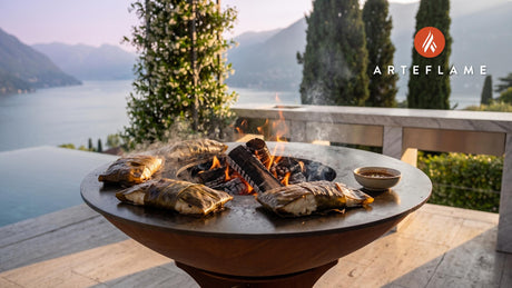 Wood-Fired Kelp-Wrapped Fish (Korean Style) cooking on an Arteflame grill