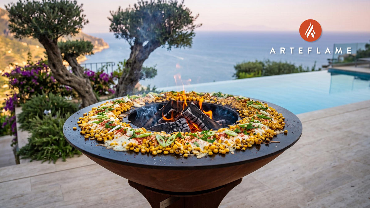 Grilled Korean Corn cooking on an Arteflame grill