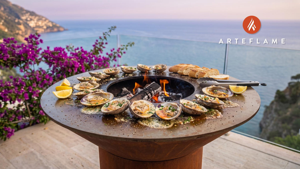 Grilled BBQ Quahogs (Maine Style) cooking on an Arteflame grill