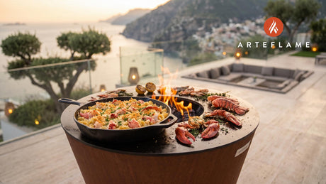 Maine Lobster Mac & Cheese cooking on an Arteflame grill