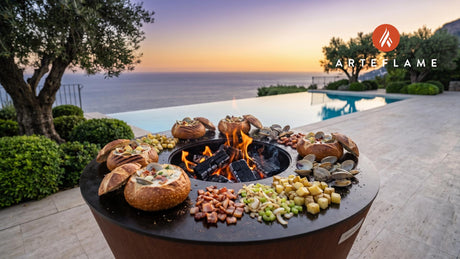 Grilled Clam Chowder Bread Bowls (Maine Style) cooking on an Arteflame grill
