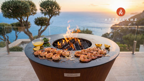 Old Bay Shrimp Skewers (Maryland Style) cooking on an Arteflame grill