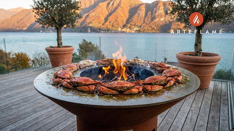 Grilled Blue Crabs cooking on an Arteflame grill