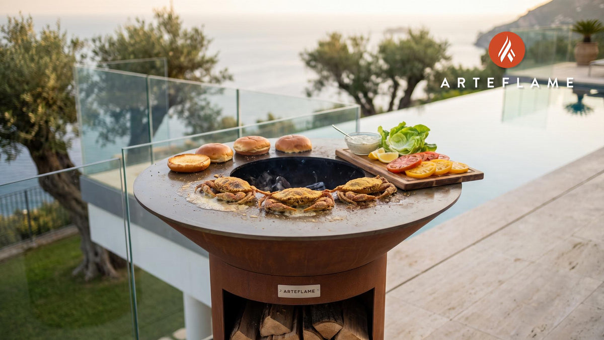 Fried Soft Shell Crab Sandwich (Maryland Style) cooking on an Arteflame grill