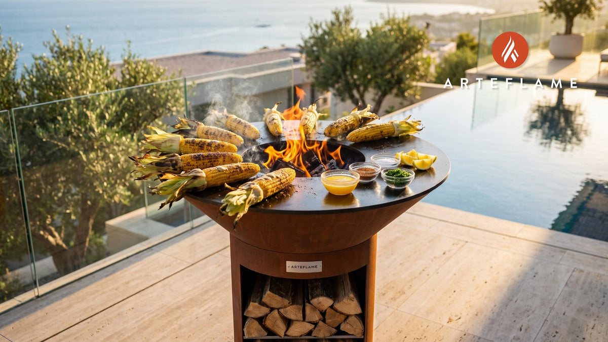 Grilled Corn on the Cob cooking on an Arteflame grill