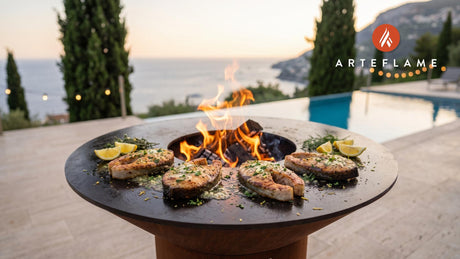 Rockfish Steaks with Herb Butter (Maryland Style) cooking on an Arteflame grill