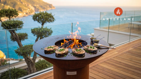 Grilled Bluefish Steaks with Mustard Sauce (Maryland Style) cooking on an Arteflame grill