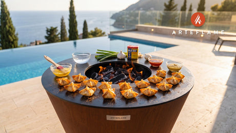 Open Flame Crab Rangoon (Maryland Style) cooking on an Arteflame grill