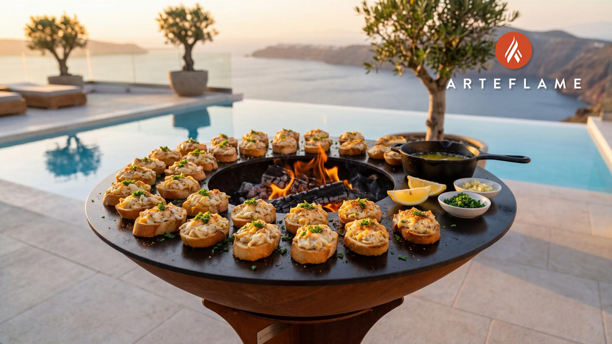 Grilled Crab Toast (Maryland Eastern Shore Style) cooking on an Arteflame grill