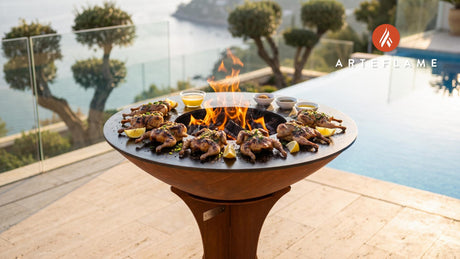 Grilled Chesapeake Quail (Maryland Seasoning) cooking on an Arteflame grill