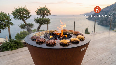 Boston Baked Bean Burgers (Massachusetts Style) cooking on an Arteflame grill