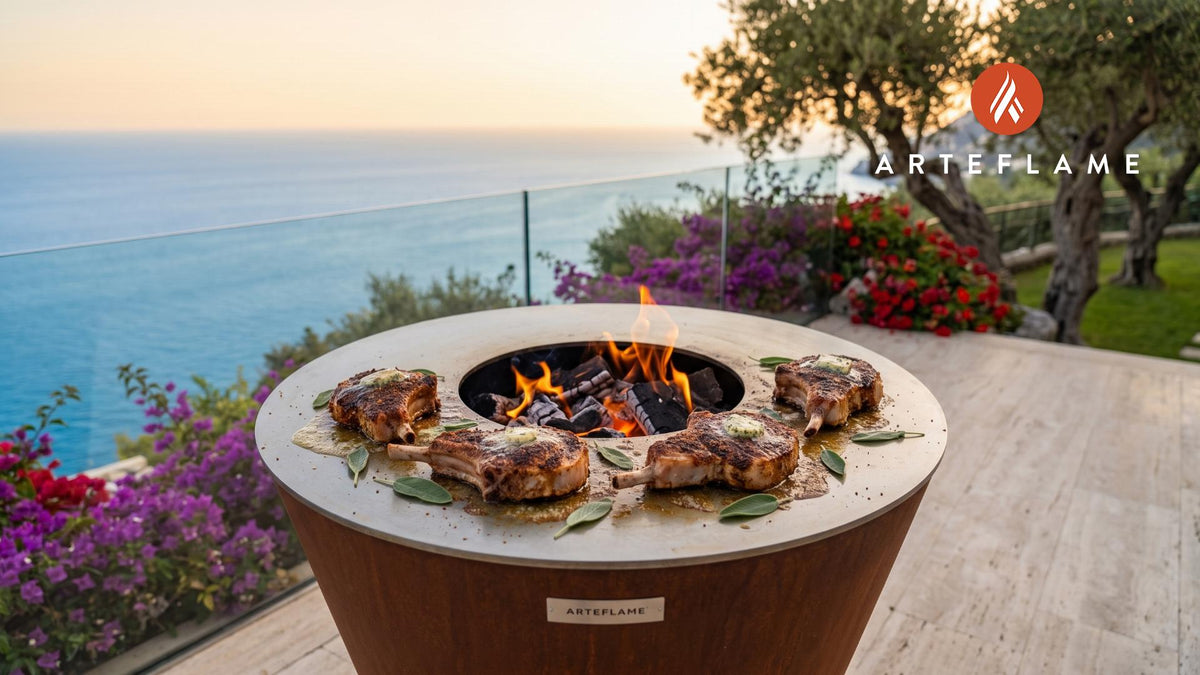 Grilled Pork Chops with Pumpkin Spice (Massachusetts Style) cooking on an Arteflame grill