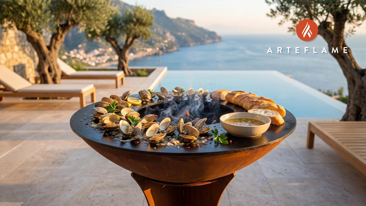 Smoked Clams (Massachusetts Shoreline Style) cooking on an Arteflame grill