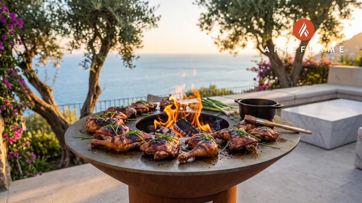 Ginger Molasses Grilled Chicken (Massachusetts Style) cooking on an Arteflame grill