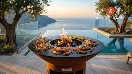 Grilled Soft Shell Crabs cooking on an Arteflame grill