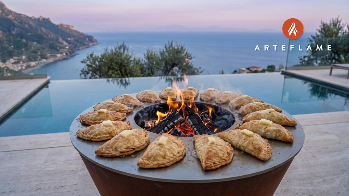 Grilled Meat Pockets (Michigan UP Pasty Style) cooking on an Arteflame grill