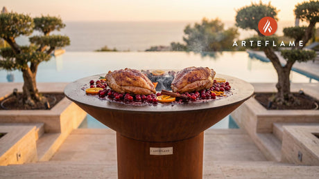 Grilled Wild Turkey Breast & Cranberry Glaze (Michigan Style) cooking on an Arteflame grill