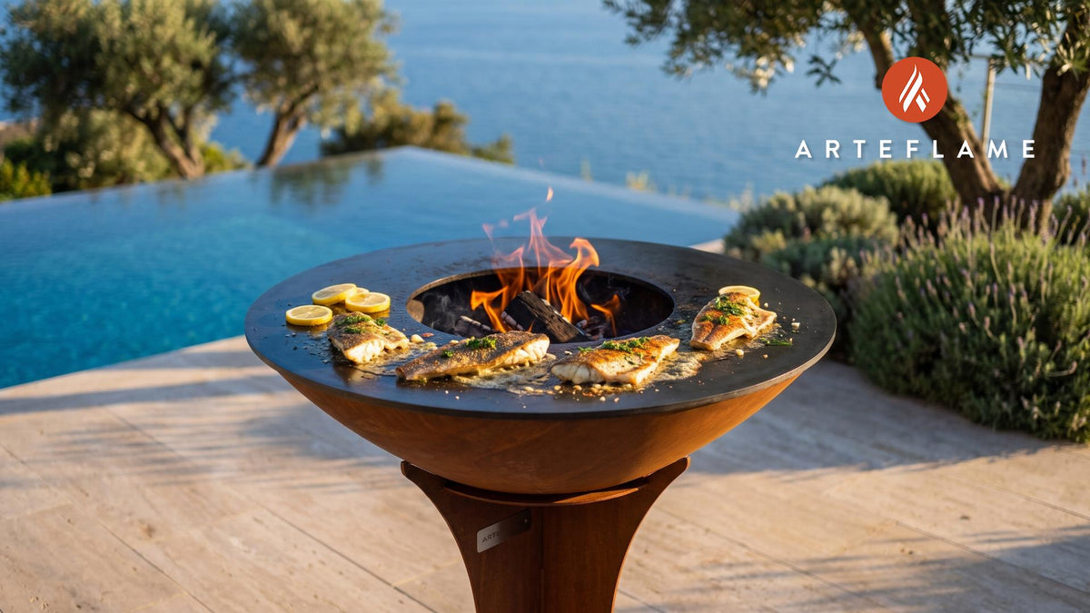Grilled Walleye cooking on an Arteflame grill