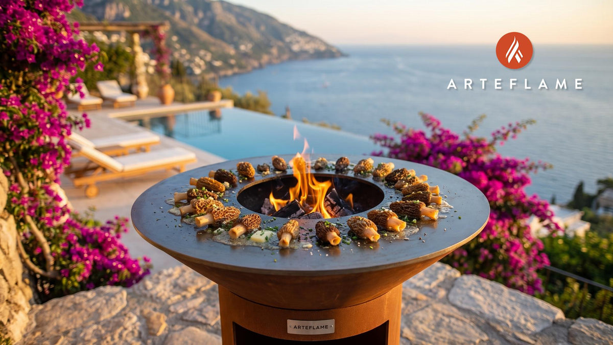 Grilled Morel Mushrooms (Minnesota Style) cooking on an Arteflame grill