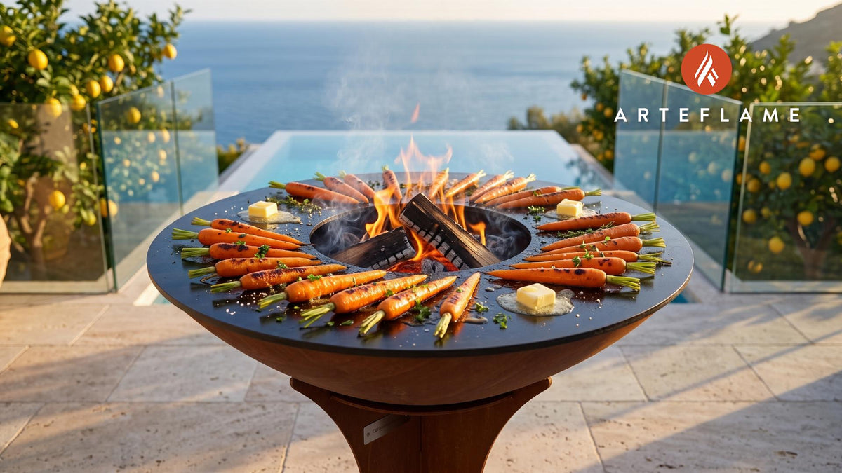 Honey Butter Grilled Carrots (Minnesota Style) cooking on an Arteflame grill