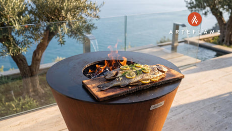 Planked Smoked Trout (Minnesota Style) cooking on an Arteflame grill
